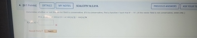 Points ] SCALCET 9 1 6 . 5 . 0 1 8 . Need Help?