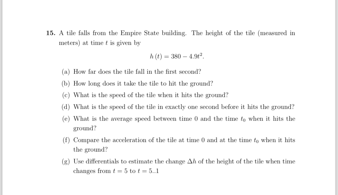 A tile falls from the Empire State building. The