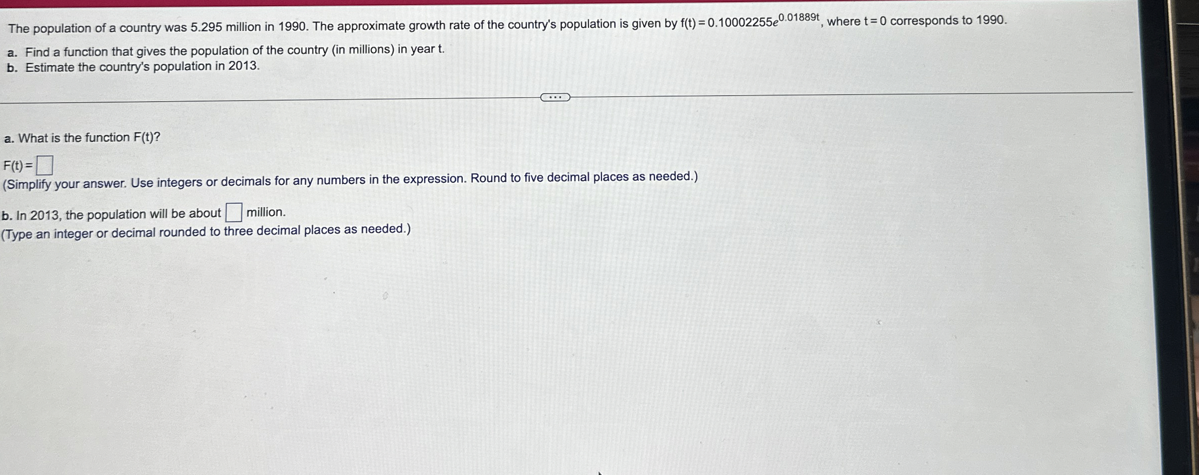 The population of a country was 5 . 2 9 5 million