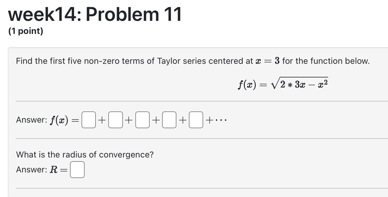 week 1 4 : Problem 1 1 ( 1 point ) Find the first