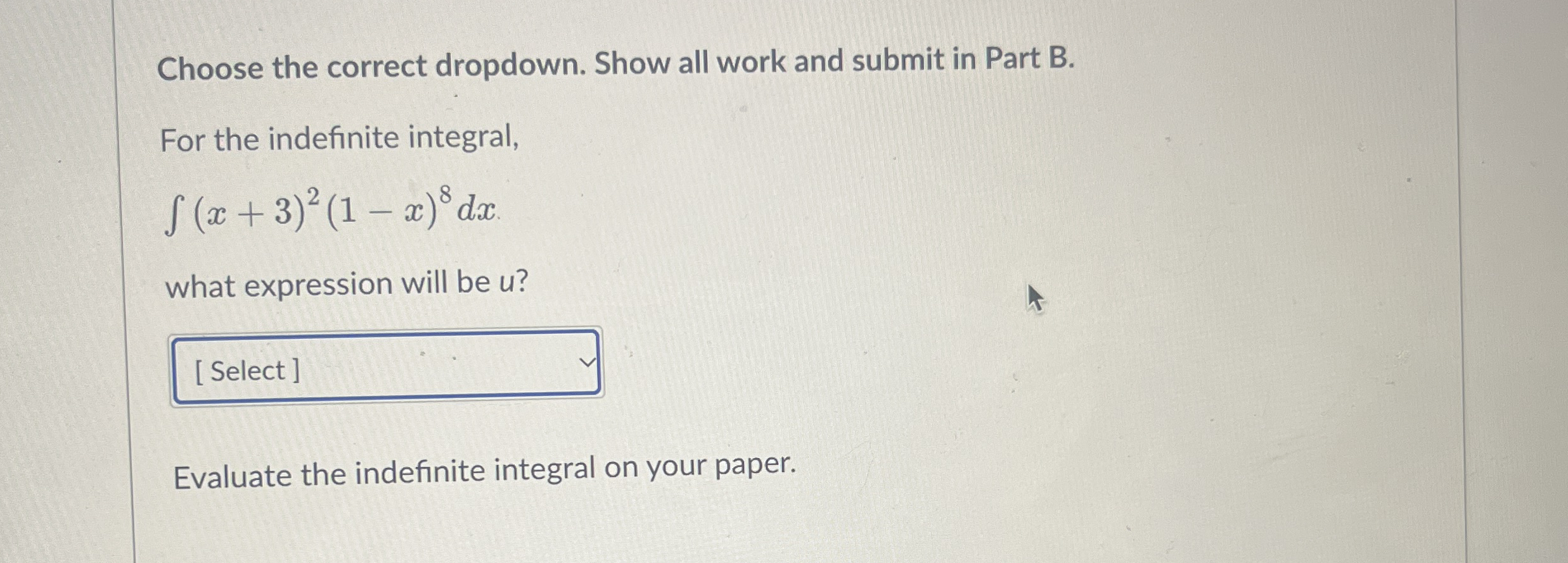 Choose the correct dropdown. Show all work and