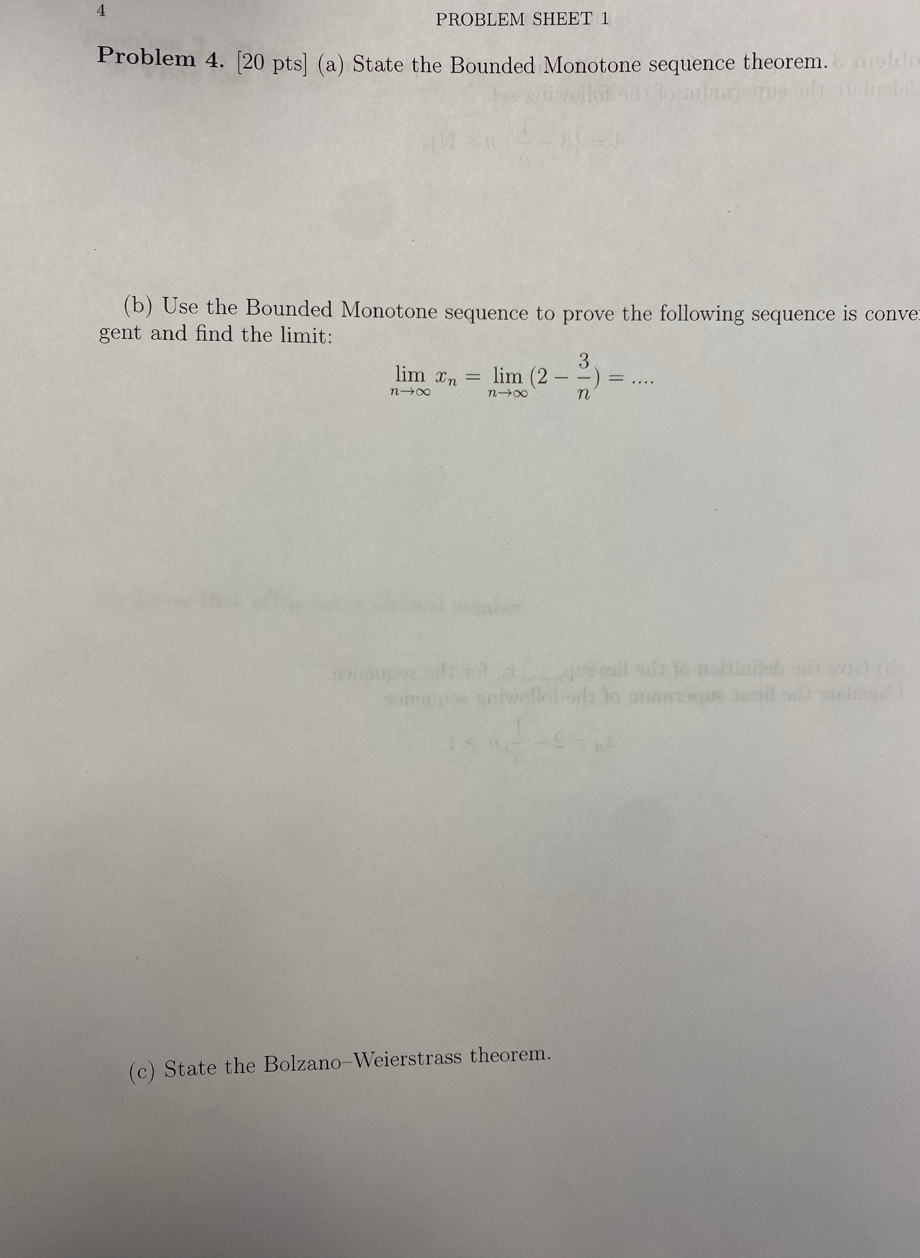 4 PROBLEM SHEET 1 Problem 4 . [ 2 0 pts ] ( a )