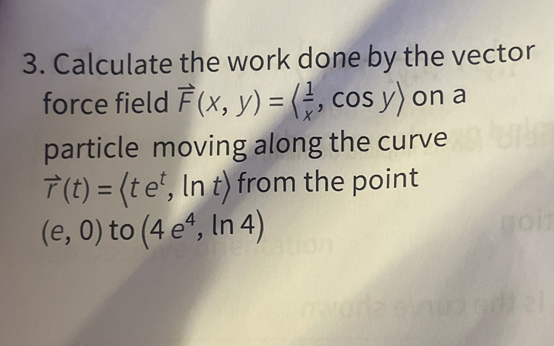 Calculate the work done by the vector force field