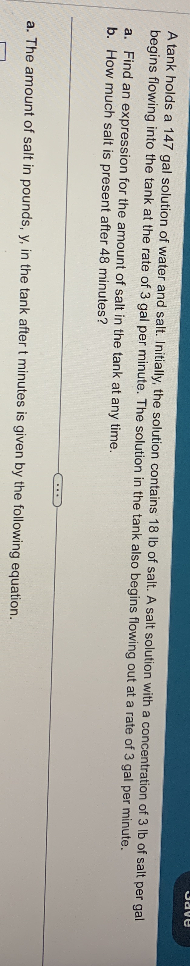 A tank holds a 1 4 7 gal solution of water and