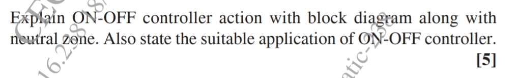 Explain ON - OFF controller action with block