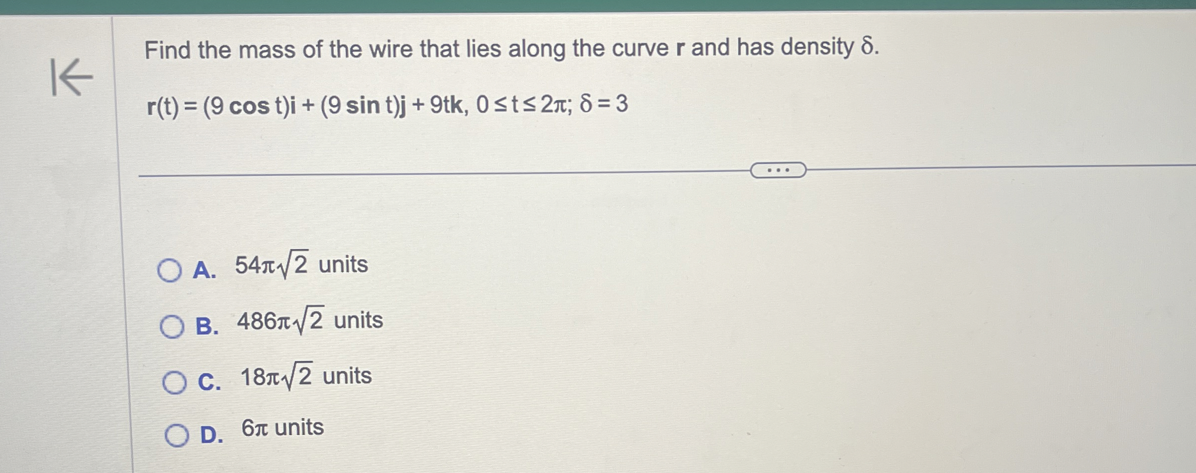 Find the mass of the wire that lies along the