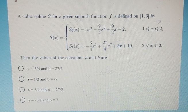 A cubic spline S for a given smooth function f is