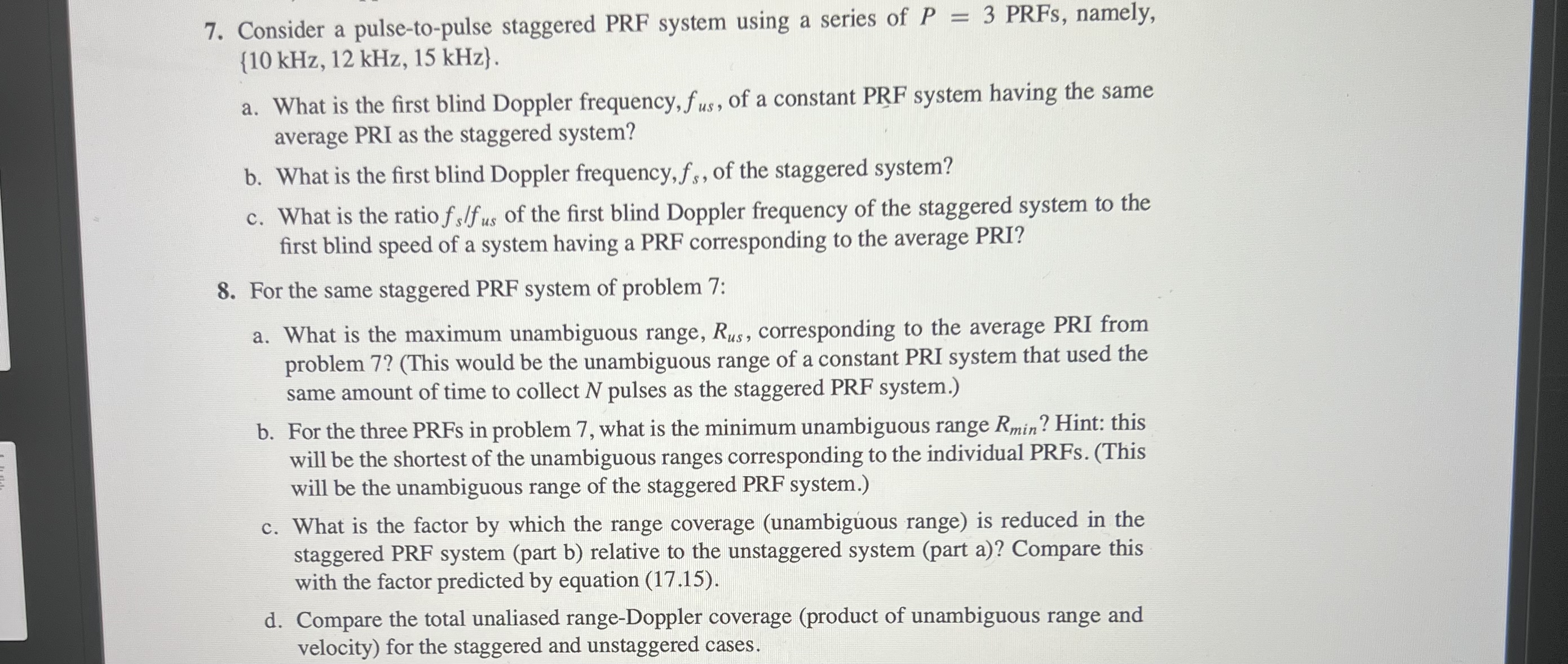 Just solve # 8 knowing 7 a is 1 2 khz 7 b is 6 0