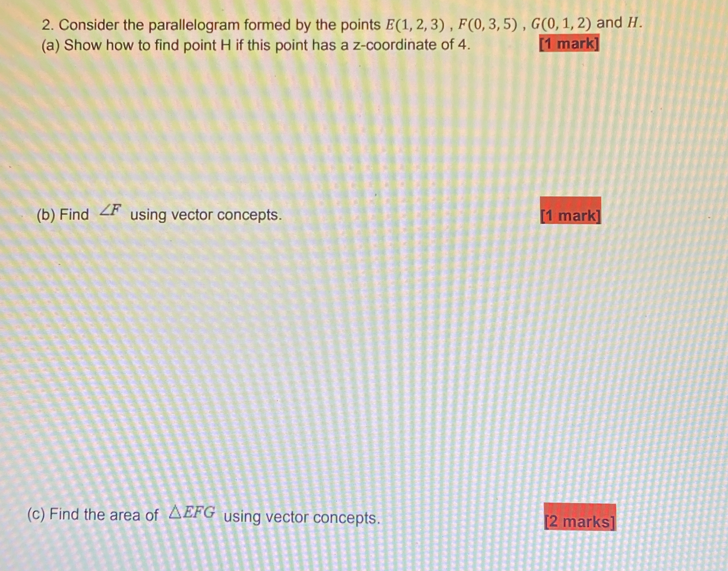 Consider the parallelogram formed by the points E
