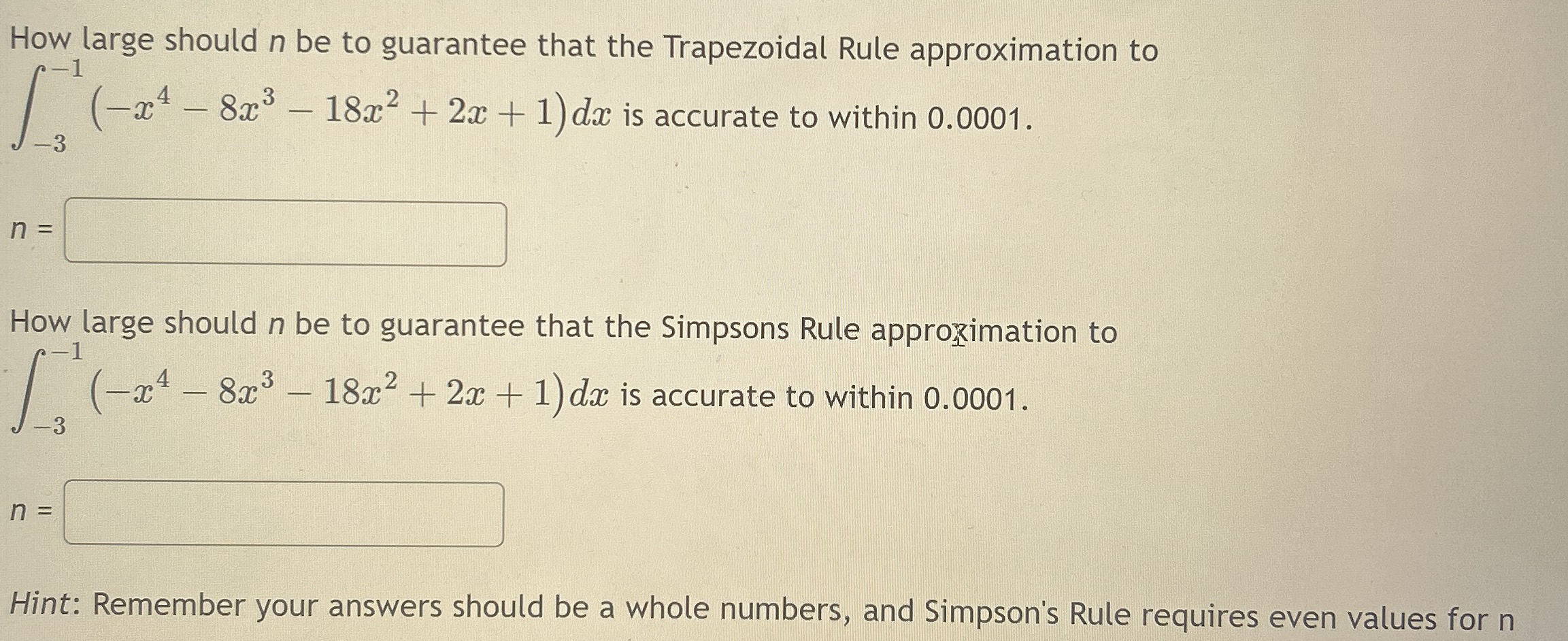 How large should n be to guarantee that the