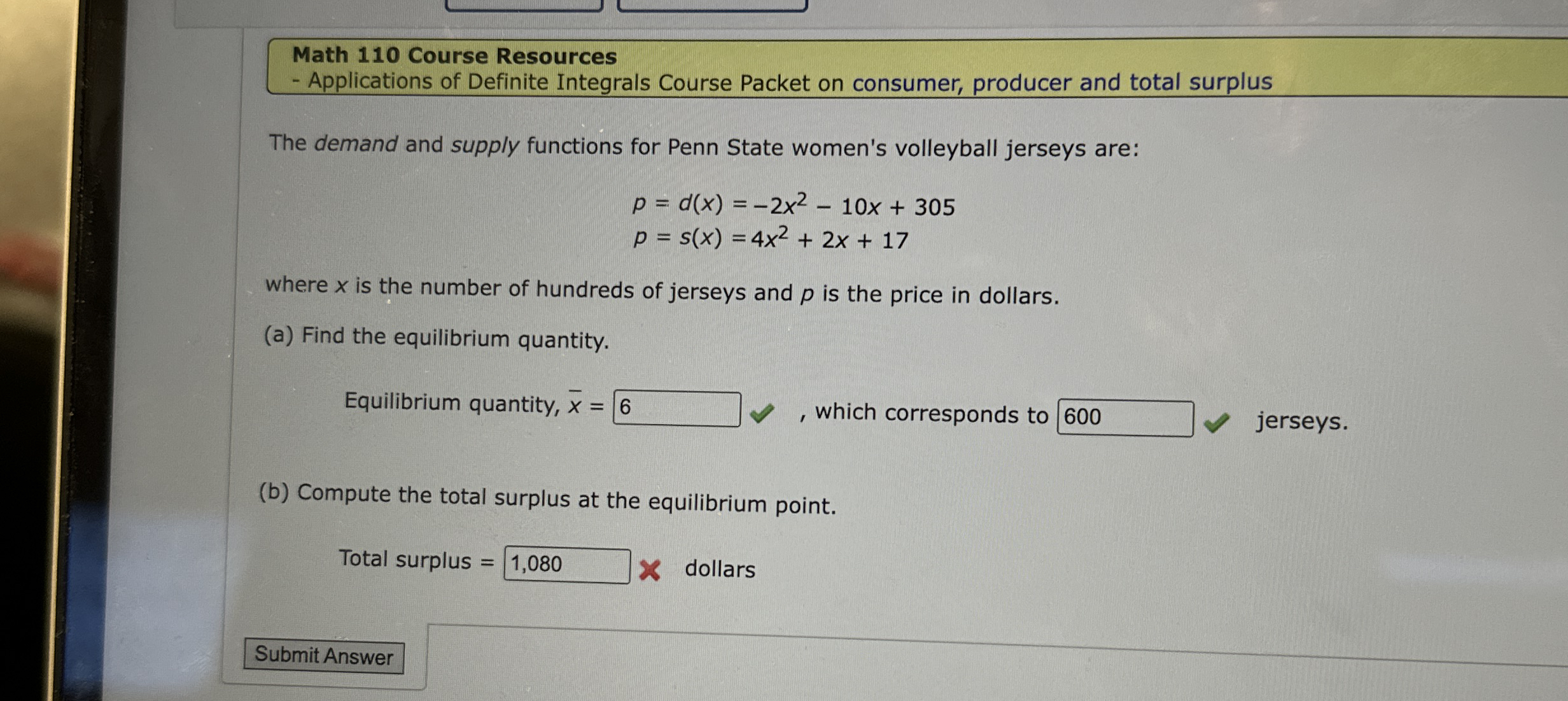 Math 1 1 0 Course Resources Applications of