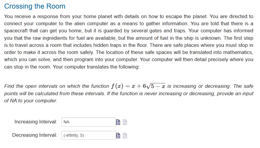 Crossing the Room You receive a response from