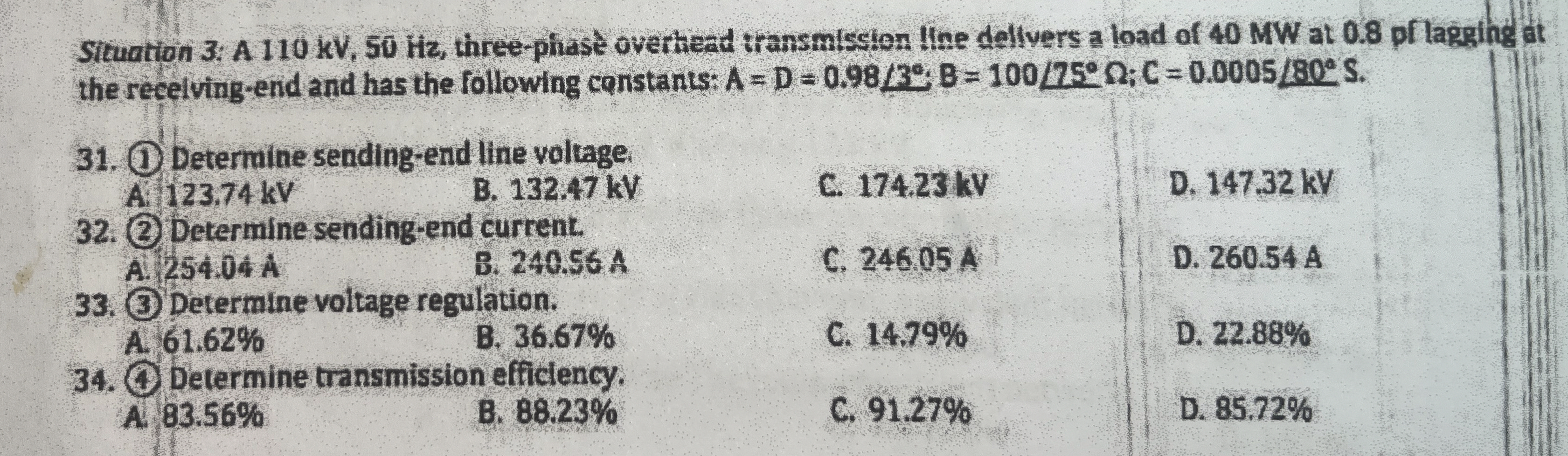 Sttuation 3 : A 1 1 0 kV . 5 0 Hz , three - phast