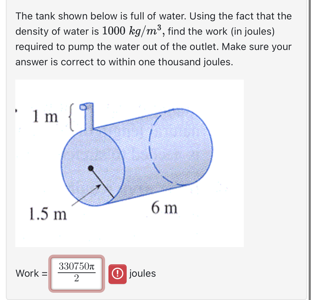 The tank shown below is full of water. Using the