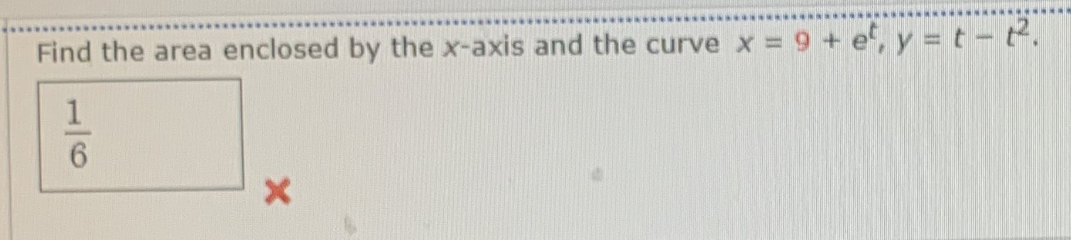 Find the area enclosed by the x - axis and the