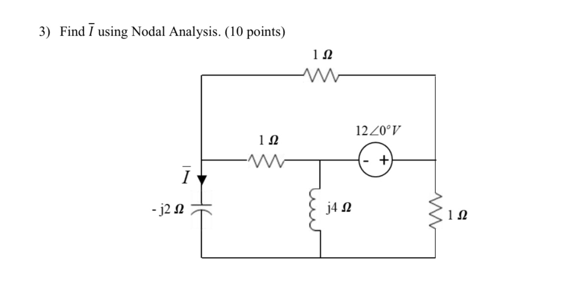 Find ( I ) using Nodal Analysis. Show all your