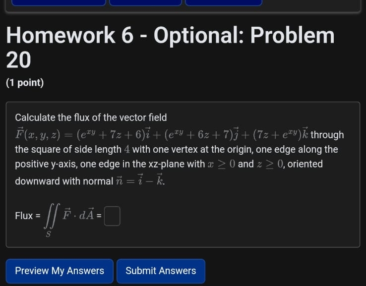 Homework 6 - Optional: Problem 2 0 ( 1 point )