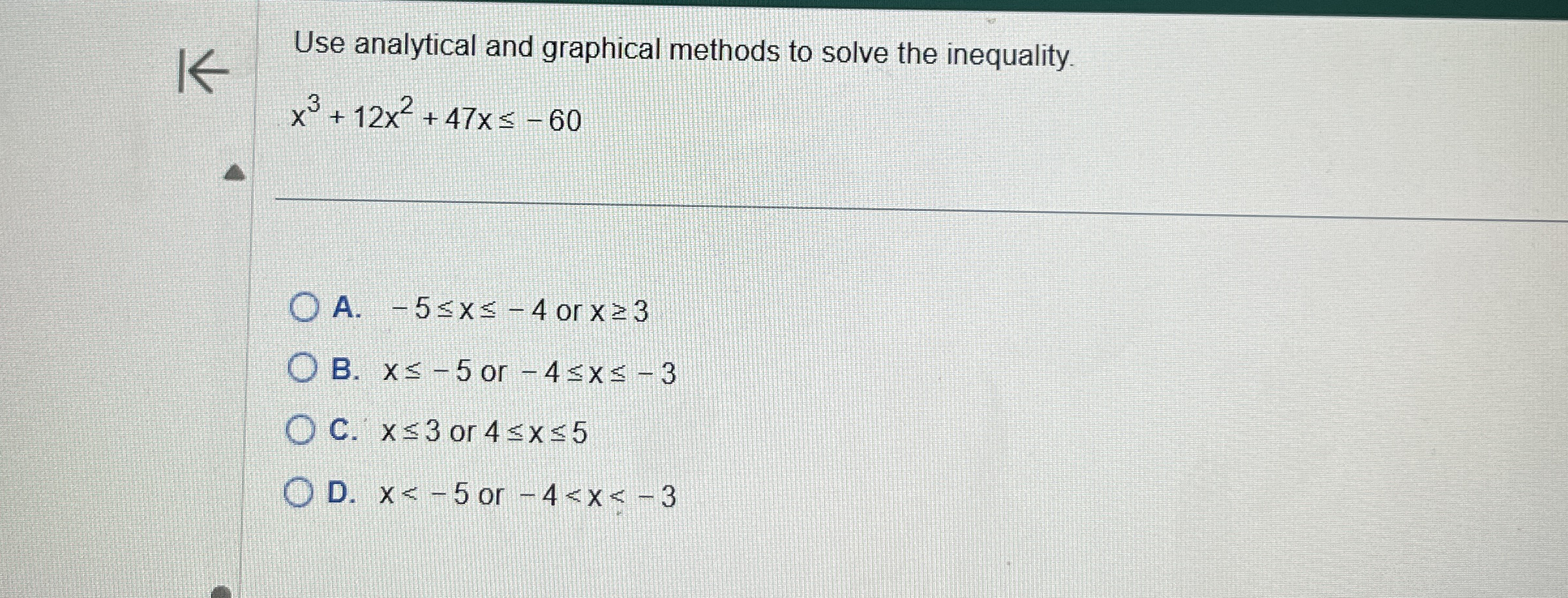 Use analytical and graphical methods to solve the