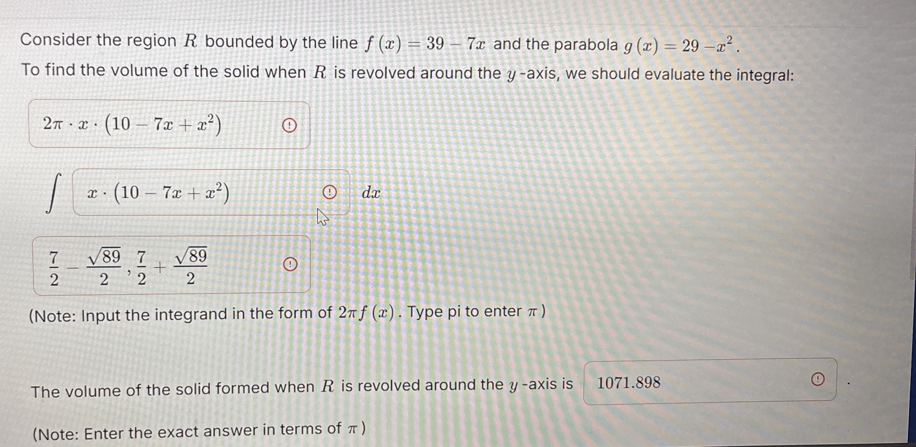 Consider the region R bounded by the line f ( x )