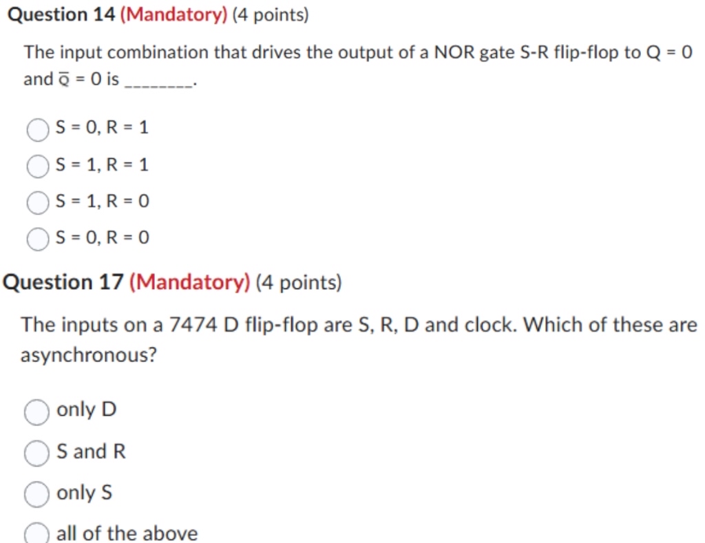 Question 1 4 ( Mandatory ) ( 4 points ) The input