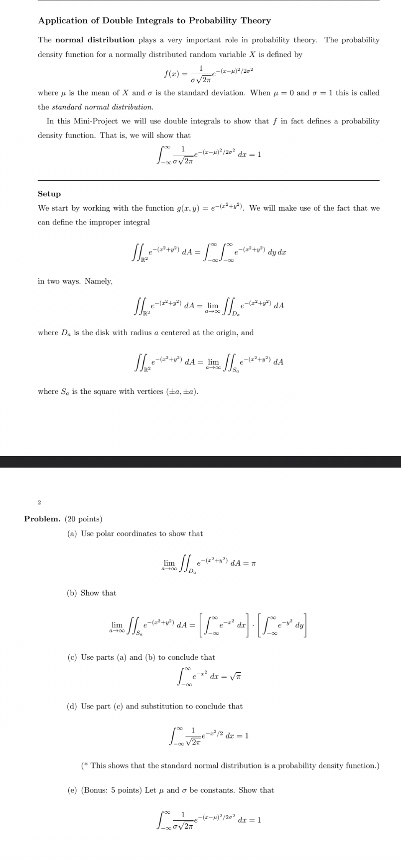 Application of Double Integrals to Probability
