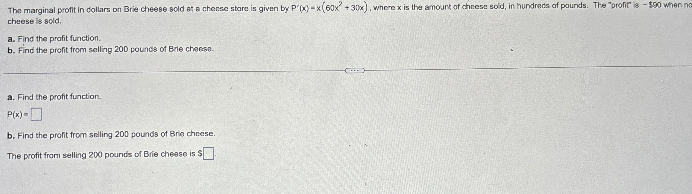 The marginal profit in dollars on Brie cheese
