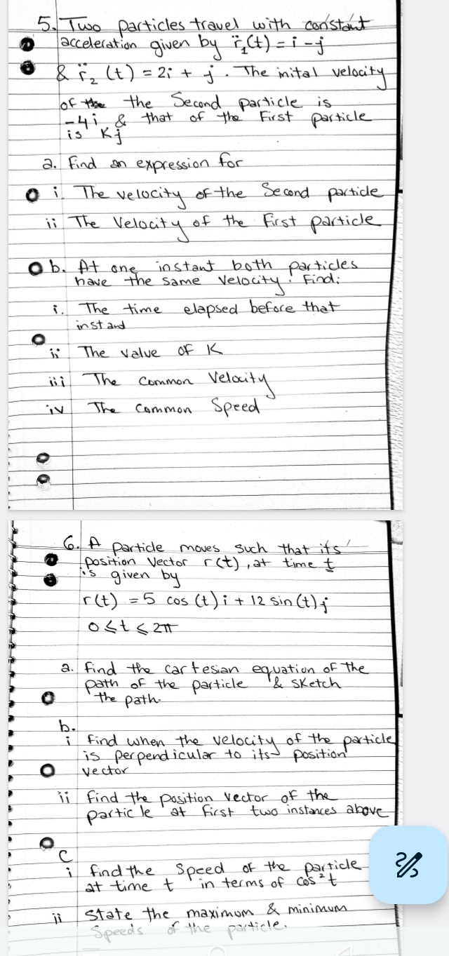 Two particles travel with constant acceleration
