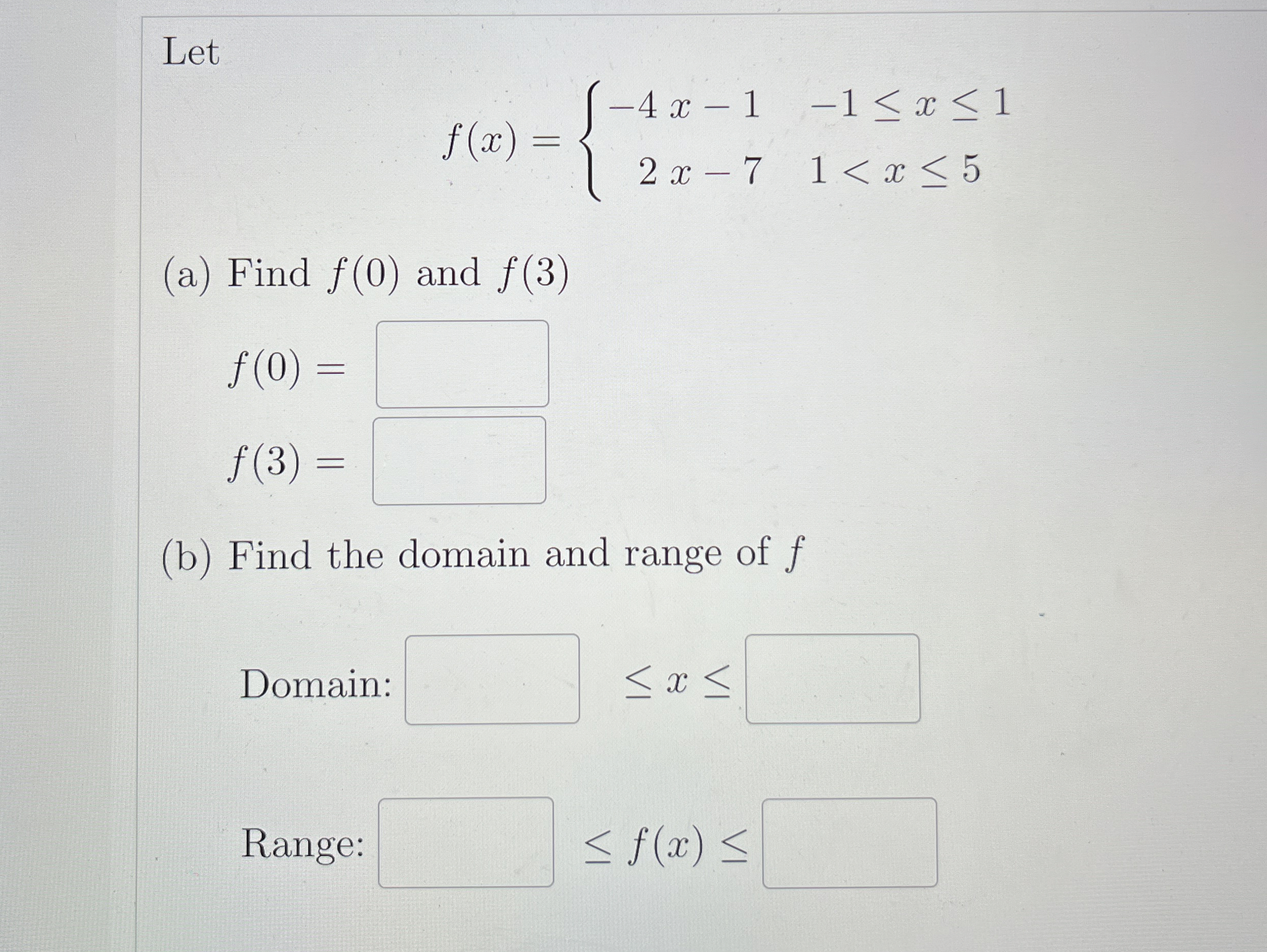 Let f ( 0 ) f ( 3 ) f ( 0 ) = f ( 3 ) = f x f ( x