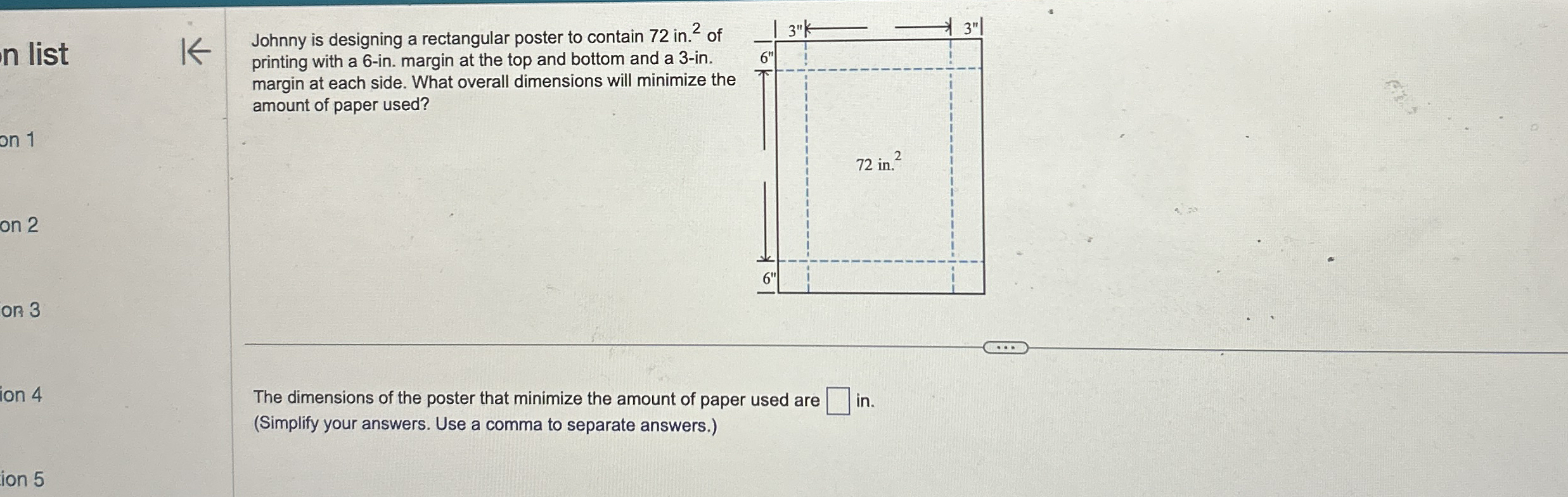 n list Johnny is designing a rectangular poster