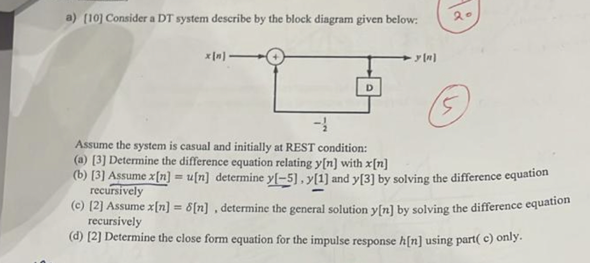 a ) [ 1 0 ] Consider a DT system describe by the