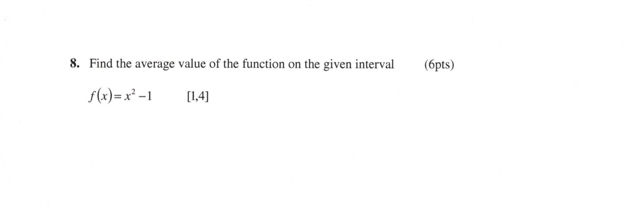 Find the average value of the function on the