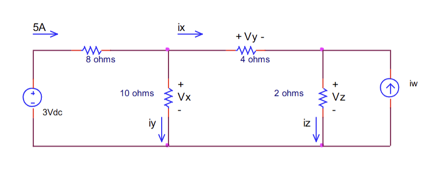 Find all the variables of the circuit and make a
