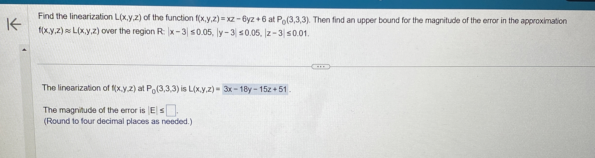 Find the linearization L ( x , y , z ) of the