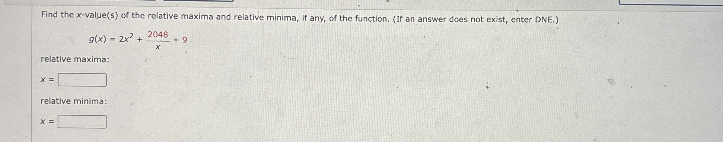 Find the x - value ( s ) of the relative maxima
