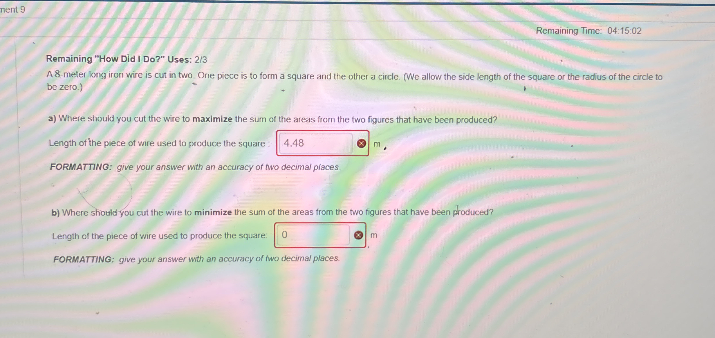 Remaining Time: 0 4 : 1 5 : 0 2 Remaining "How