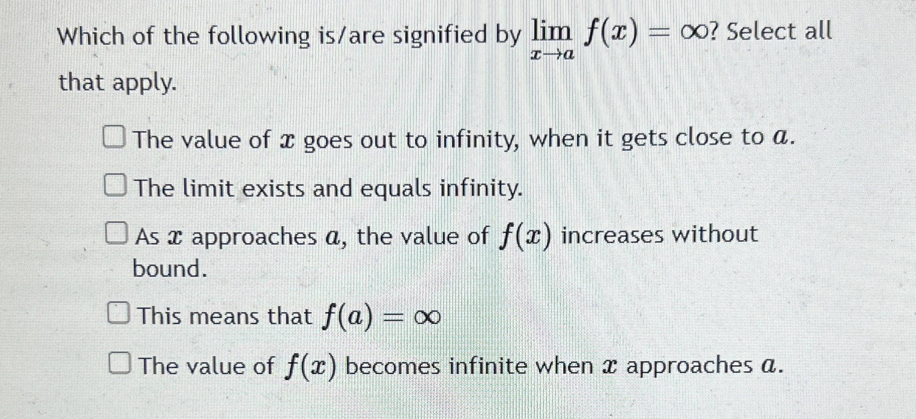 Which of the following is / are signified by lim