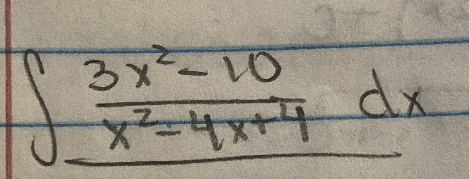 Solve by partial fractions 3 x 2 - 1 0 x 2 - 4 x