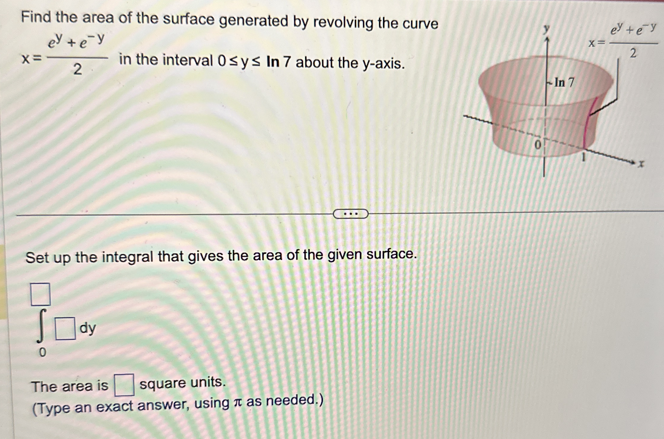 Find the area of the surface generated by