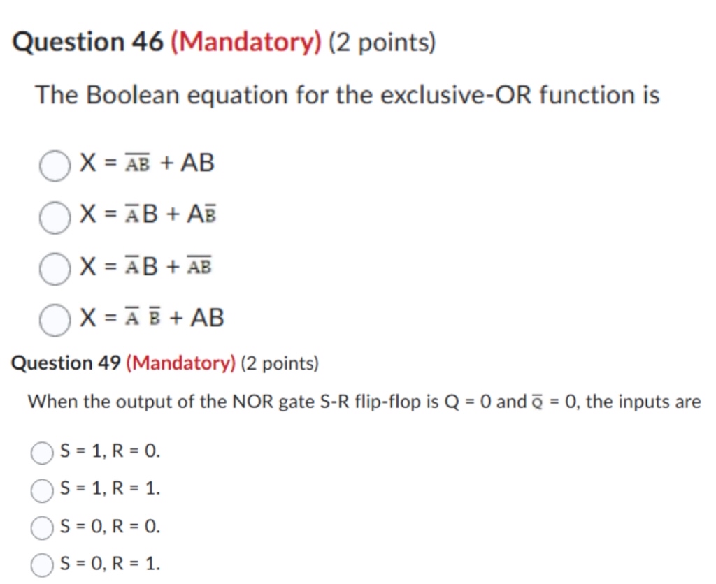 Question 4 6 ( Mandatory ) ( 2 points ) The