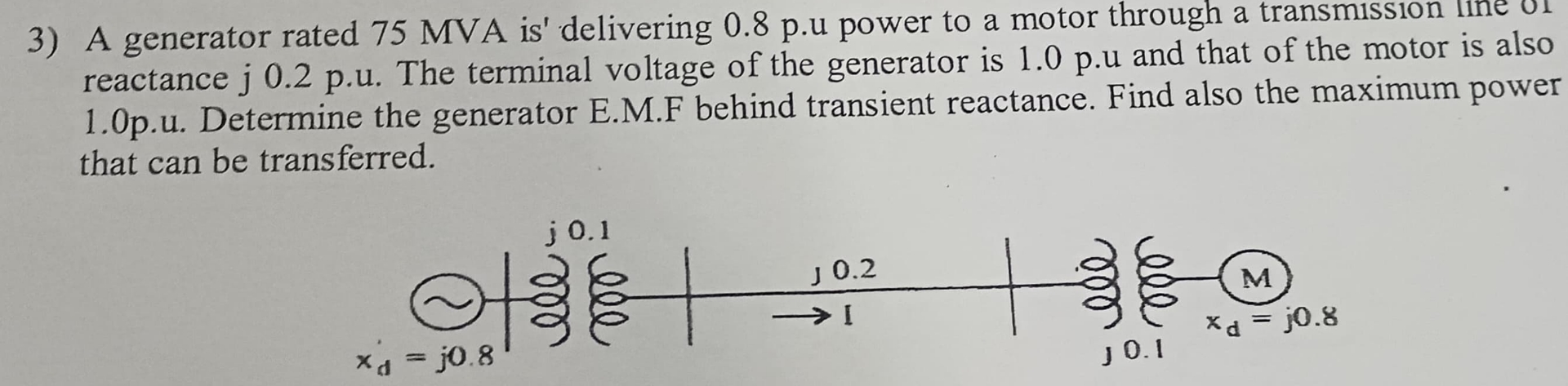 A generator rated 7 5 MVA is ' delivering 0 . 8 p
