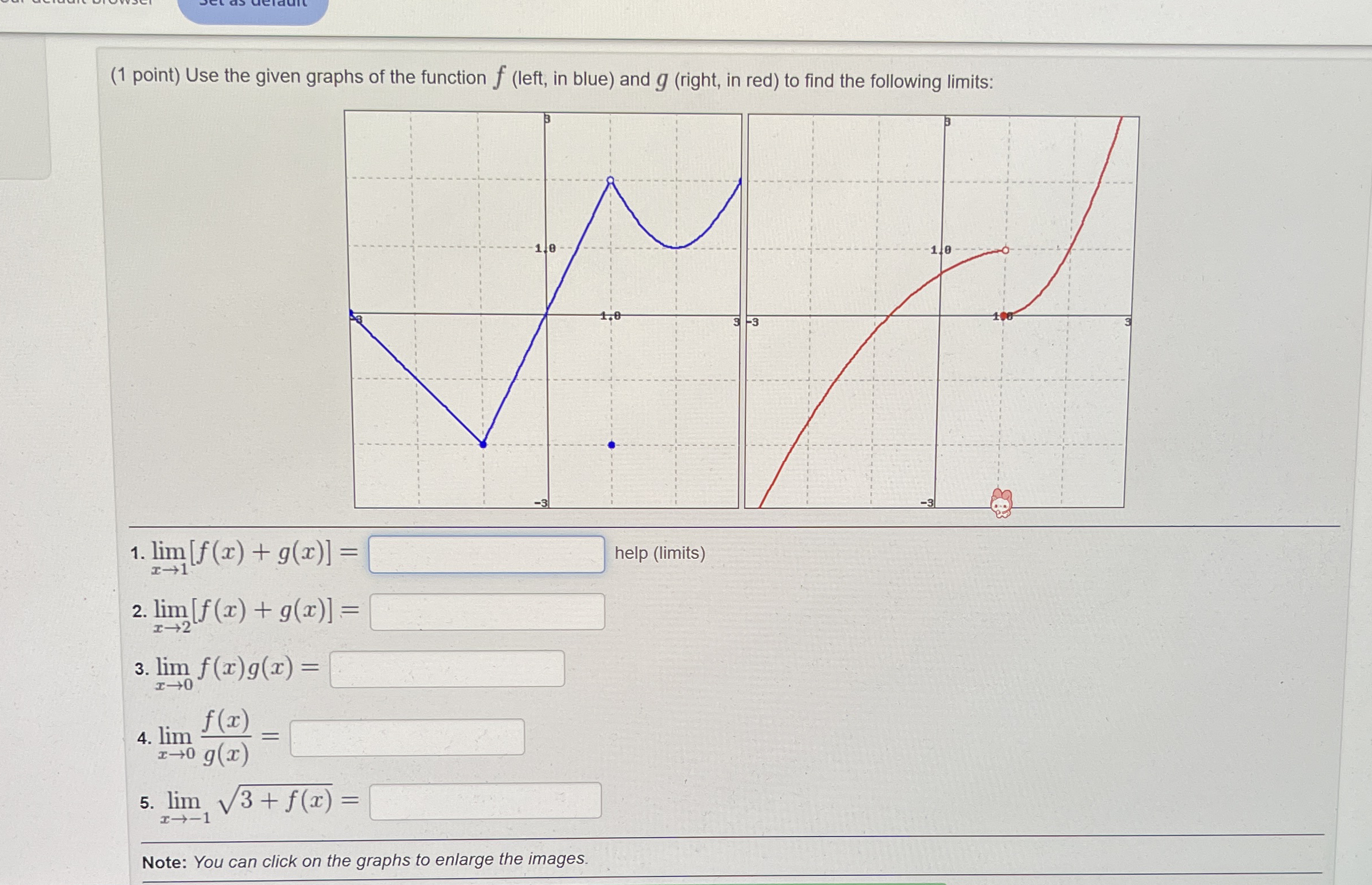 ( 1 point ) Use the given graphs of the function
