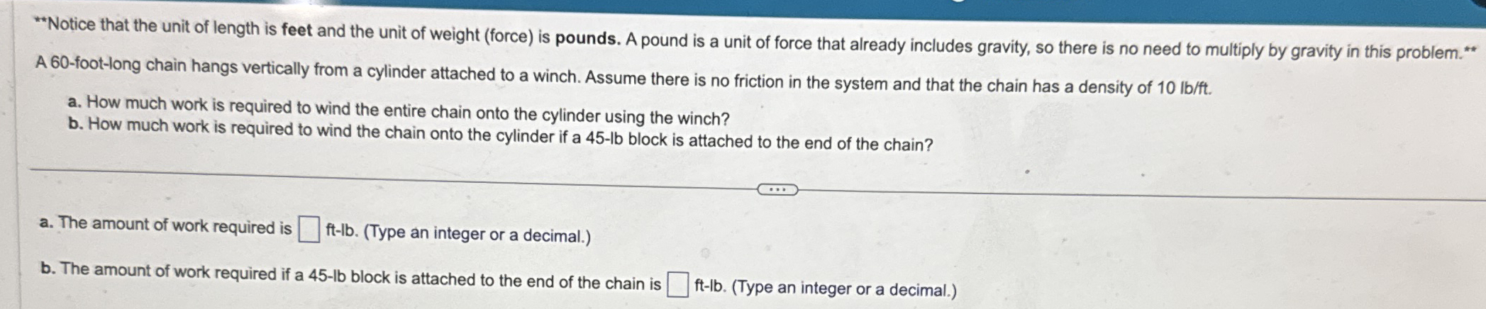 * A 6 0 - foot - long chain hangs vertically from