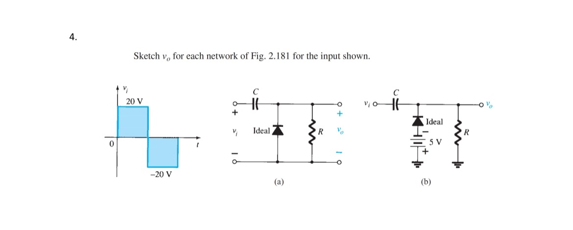 Sketch v o for each network of Fig. 2 . 1 8 1 for