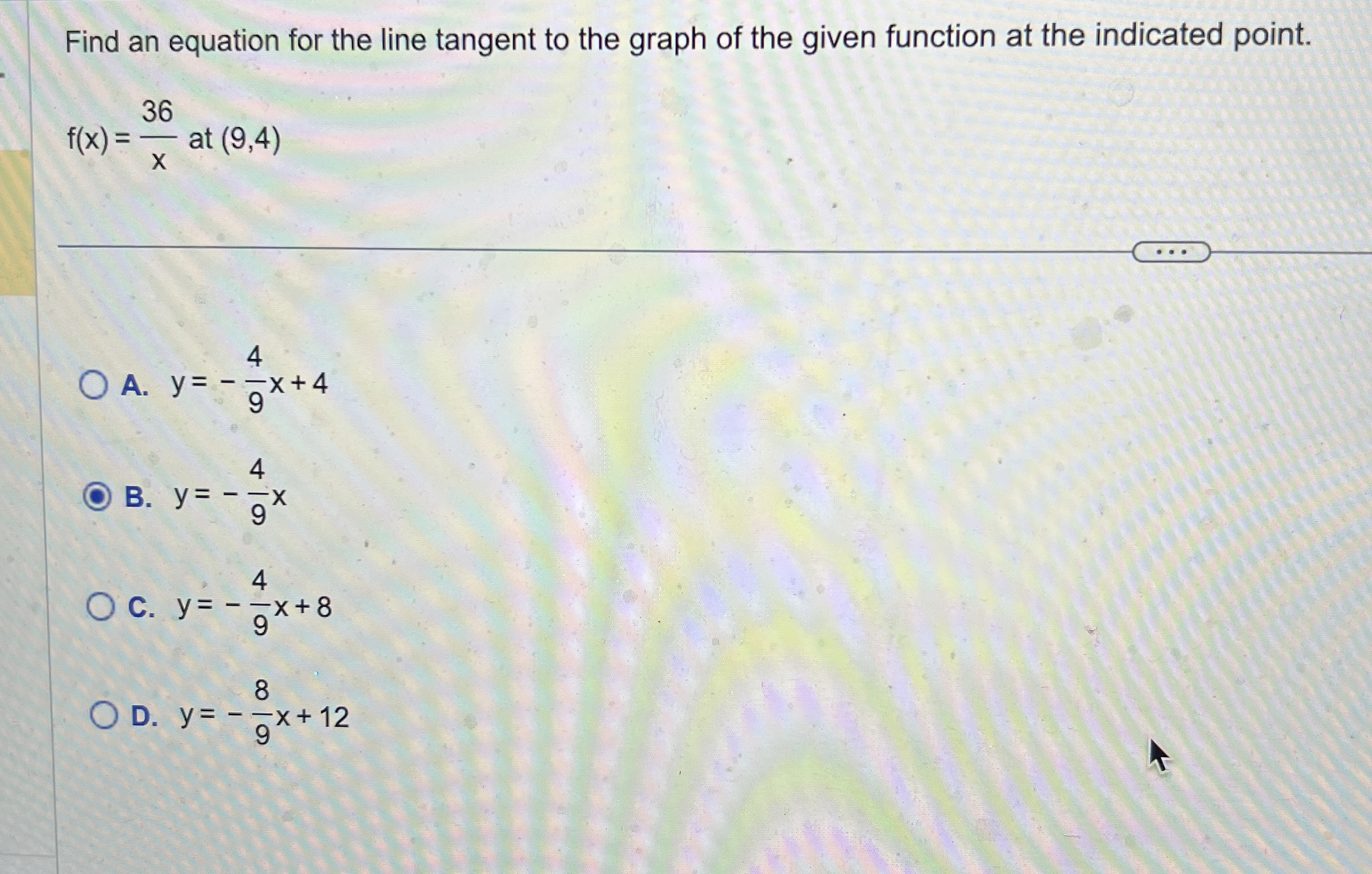 Find an equation for the line tangent to the