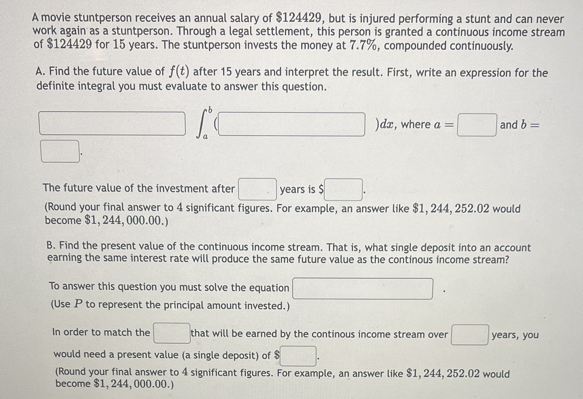 A movie stuntperson receives an annual salary of