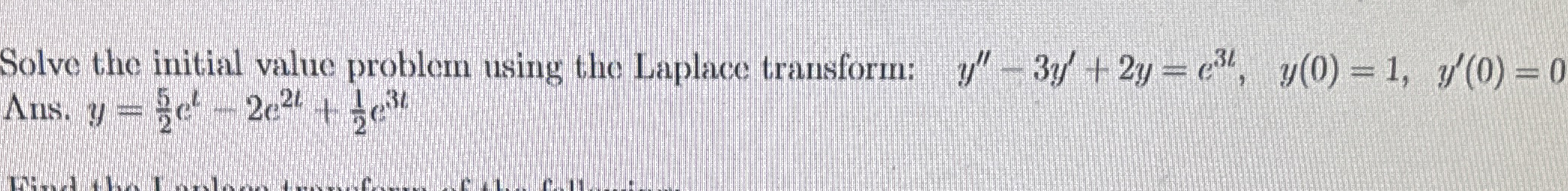 Solve the initial value problem using the Laplace