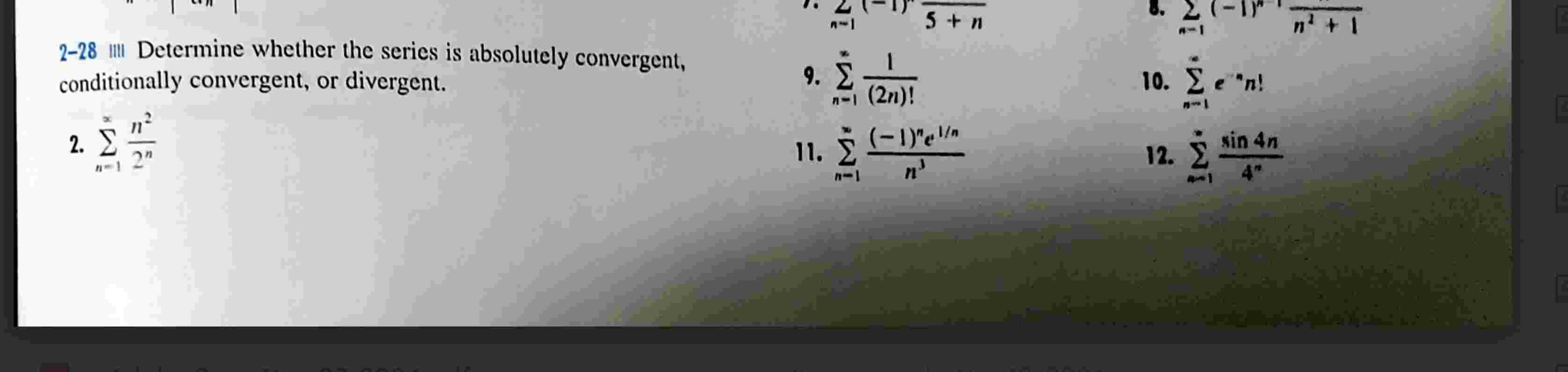 2 - 2 8 IIII Determine whether the series is