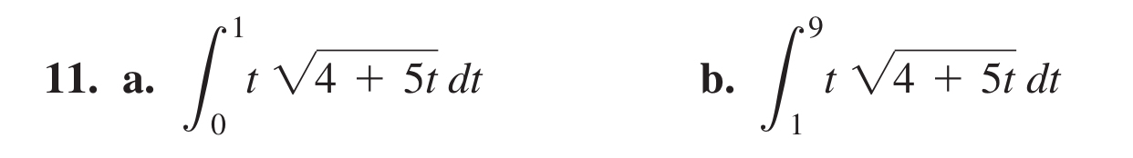a . 0 1 t 4 + 5 t 2 d t b . 1 9 t 4 + 5 t 2 d t