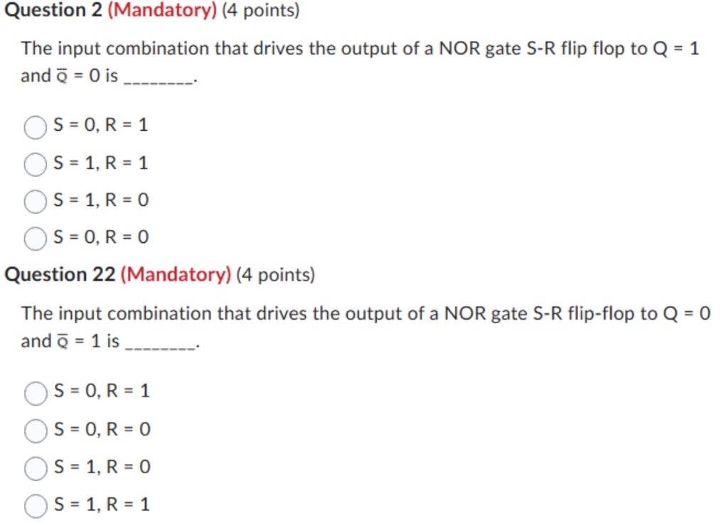 Question 2 ( Mandatory ) ( 4 points ) The input