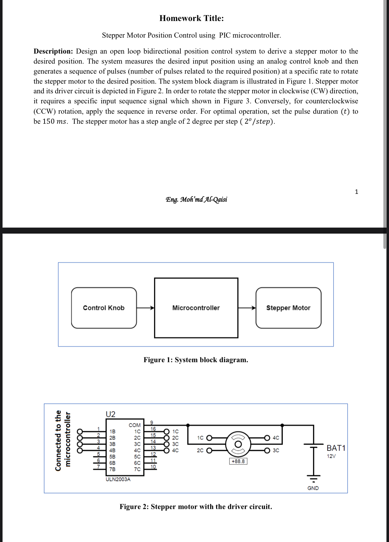 Stepper Motor Position Control using PIC